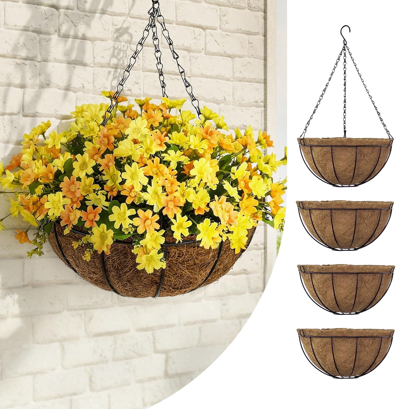 Набір підвісних квіткових горщиків Bamworld 4 шт. 12 дюймів з кокосовим вкладишем, фото №1 Набір підвісних квіткових горщиків Bamworld 4 шт. 12 дюймів з кокосовим вкладишем, фото №1