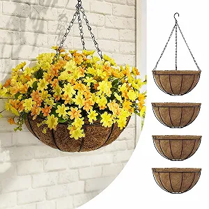 Купить Набор подвесных цветочных горшков Bamworld 4 шт. 12 дюймов с кокосовым вкладышем - Фото 1 Набор подвесных цветочных горшков Bamworld 4 шт. 12 дюймов с кокосовым вкладышем - Фото 1