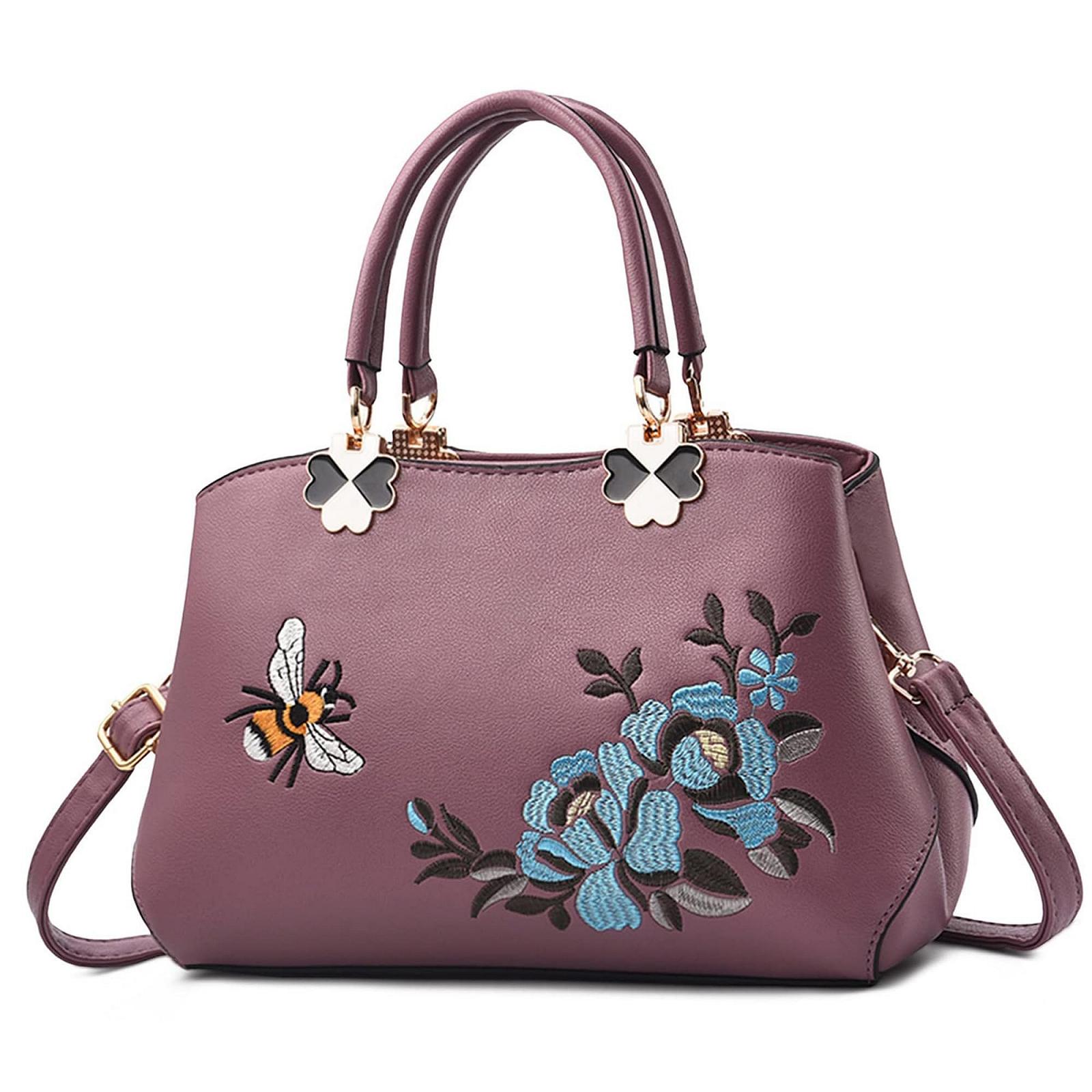 Сумка женская FOLOVEYA элегантная с цветами на плечо, тоут из искусственной кожи с верхней ручкой, кроссбоди для шоппинга, работы, путешествий, вышитая сумка на плечо, фото №1