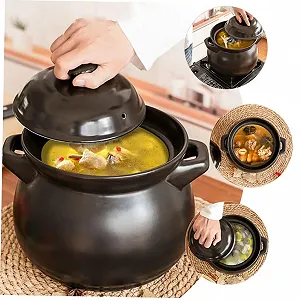 Кастрюля-кокотница SOLUSTRE Мини Керамическая Термостойкая Для газовой плиты Черная synthetic.ua - Фото 1