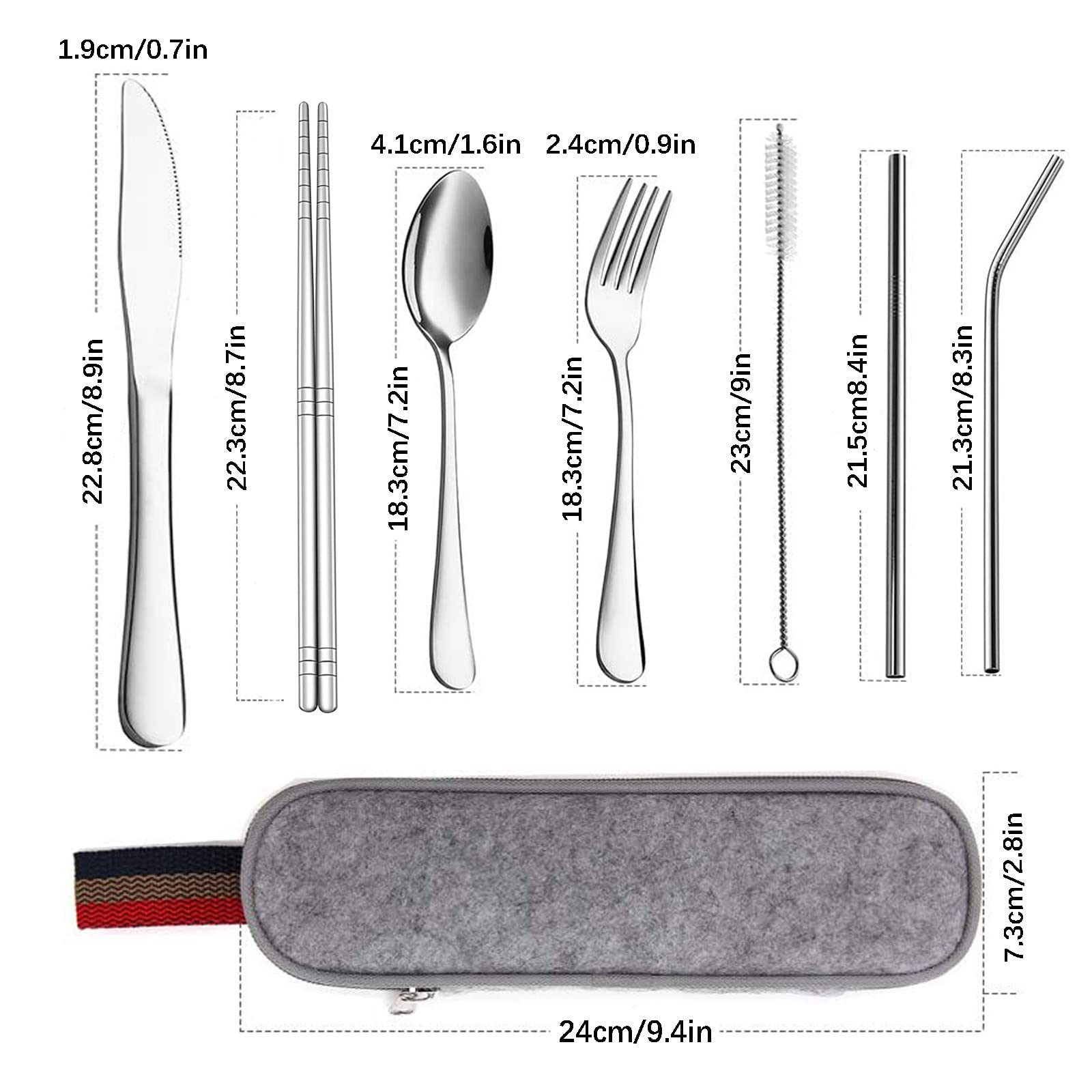 Набір Camping Cutlery Portable матовий нержавіюча сталь 7 шт чорний, фото №5
