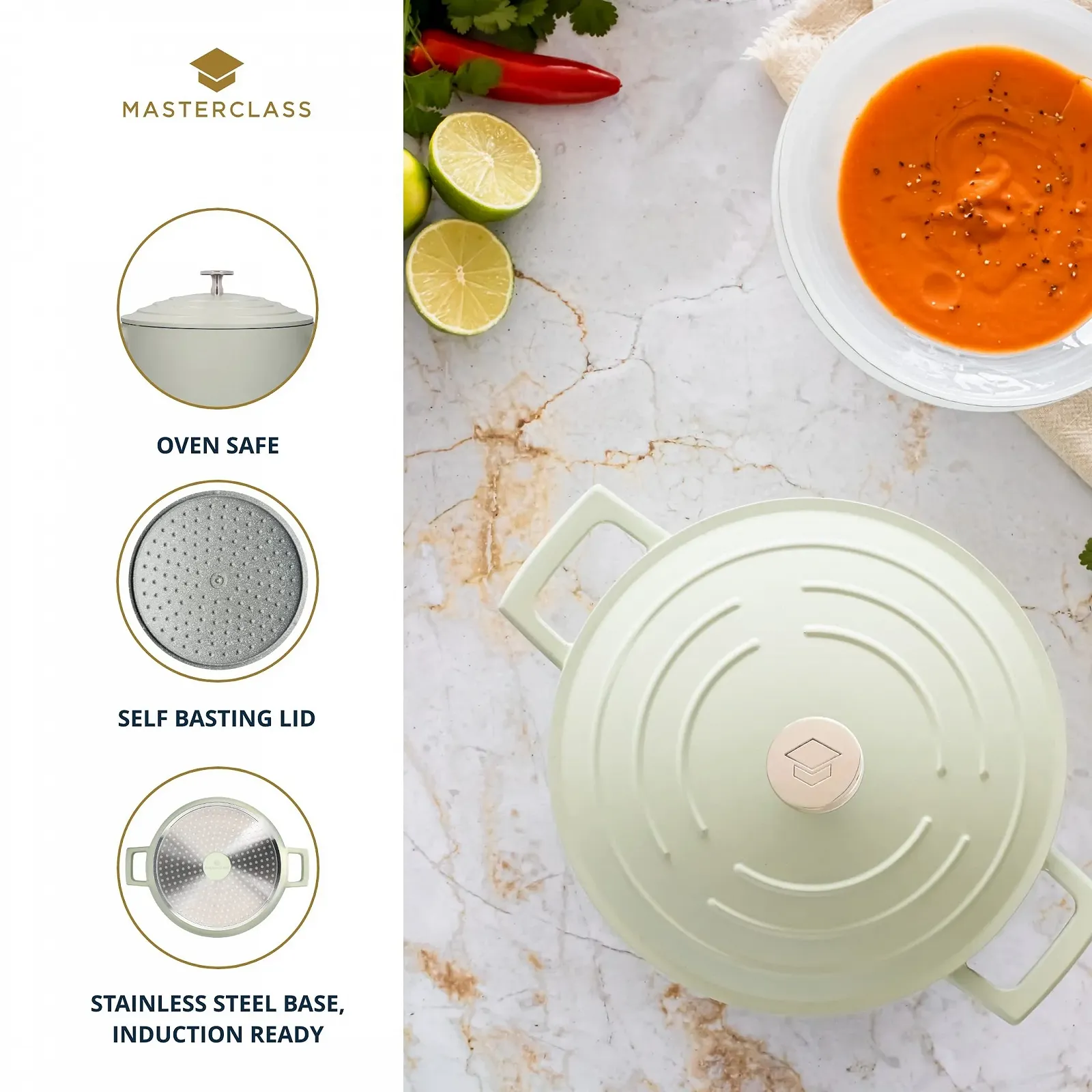 Каструля MasterClass Small литий алюміній 2.5 л 20 см М'ятна, фото №5 Каструля MasterClass Small литий алюміній 2.5 л 20 см М'ятна, фото №5