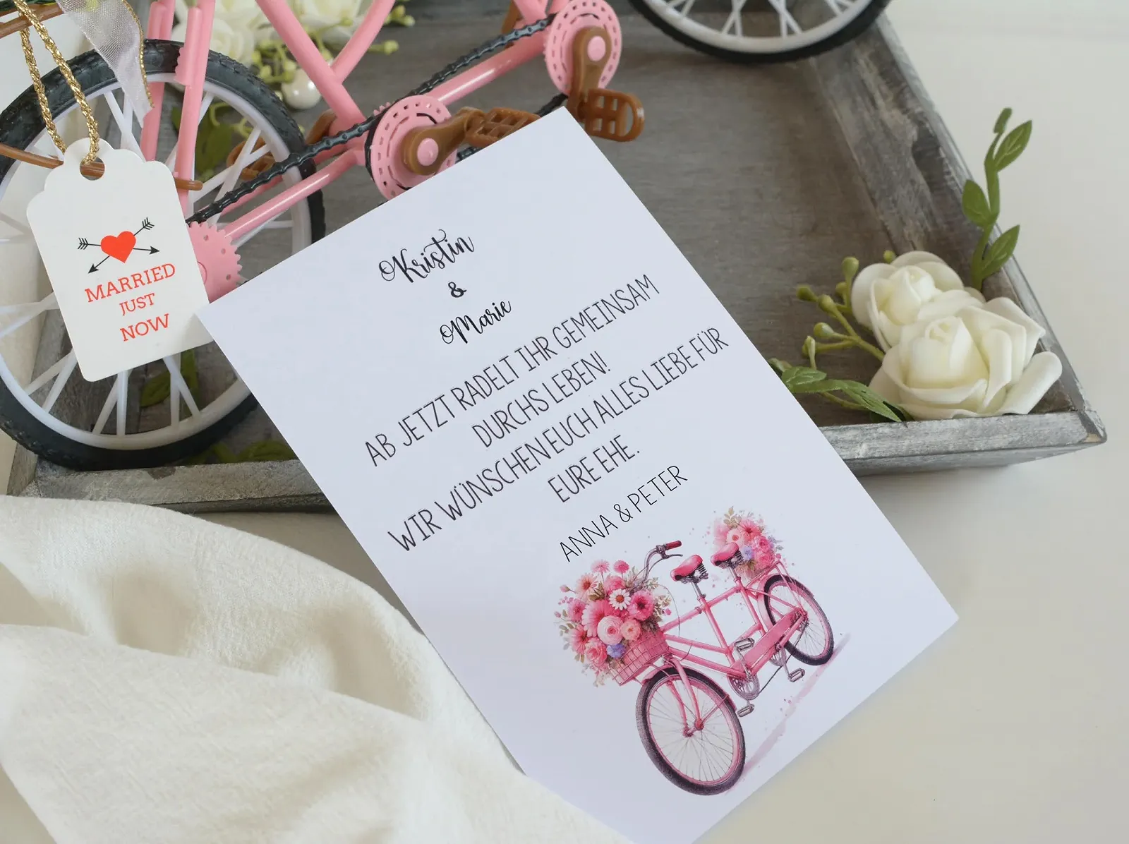 Декоративна таця Дерев'яна з білими трояндами та тандемним велосипедом, фото №5 Декоративна таця Дерев'яна з білими трояндами та тандемним велосипедом, фото №5