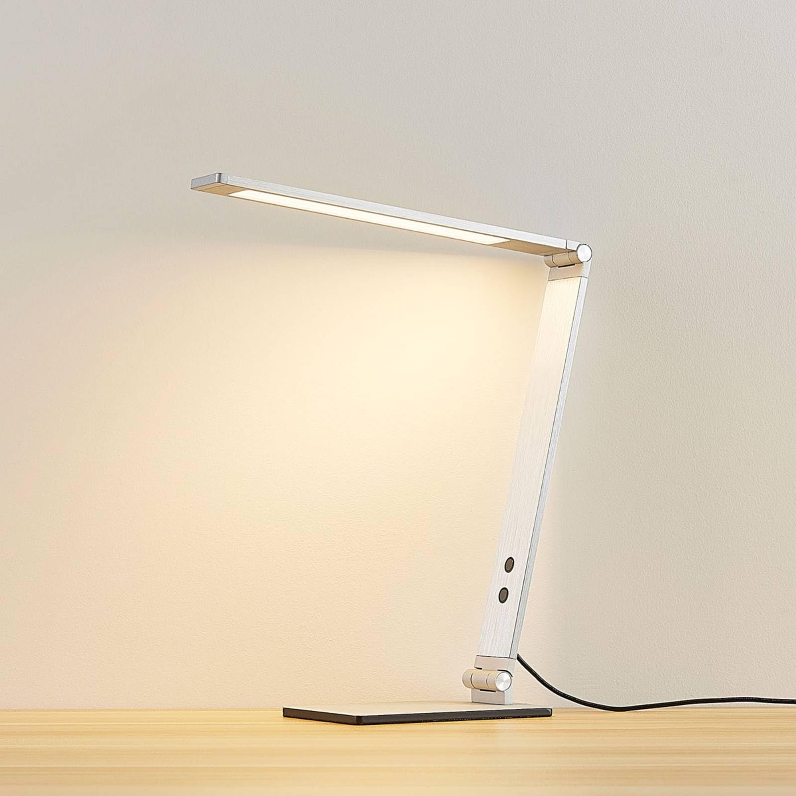 Настільна лампа Lucande Nicano LED димована Modern 1 лампа Алюміній, фото №6