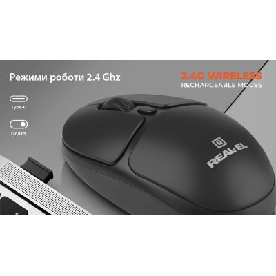 Мышка REAL-EL RM-335W Wireless Black (EL123200055), фото №12 Мышка REAL-EL RM-335W Wireless Black (EL123200055), фото №12