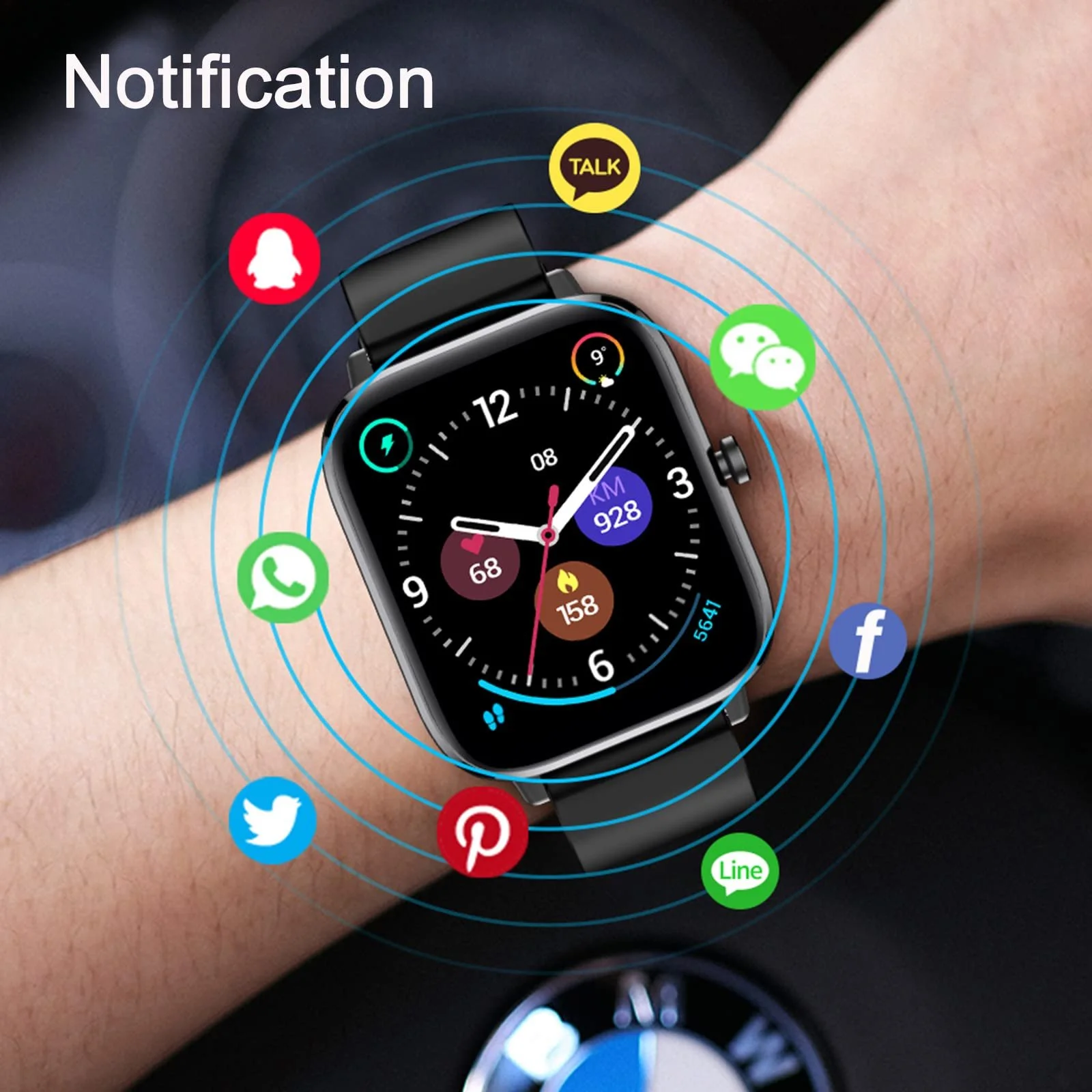 Смарт-часы Findtime для звонков, 1.7-дюймовые фитнес-часы с персонализированным экраном, спортивные часы, управление музыкой, измерение артериального давления, фитнес-трекер, шагомер, монитор сердечного ритма, прогноз погоды, фото №7 Смарт-часы Findtime для звонков, 1.7-дюймовые фитнес-часы с персонализированным экраном, спортивные часы, управление музыкой, измерение артериального давления, фитнес-трекер, шагомер, монитор сердечного ритма, прогноз погоды, фото №7