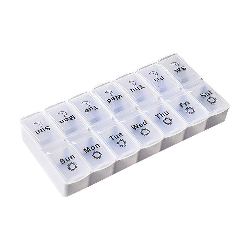 Таблетница органайзер для таблеток Lesko Day-Night на 14 отделений Белый (9136-61349), фото №1