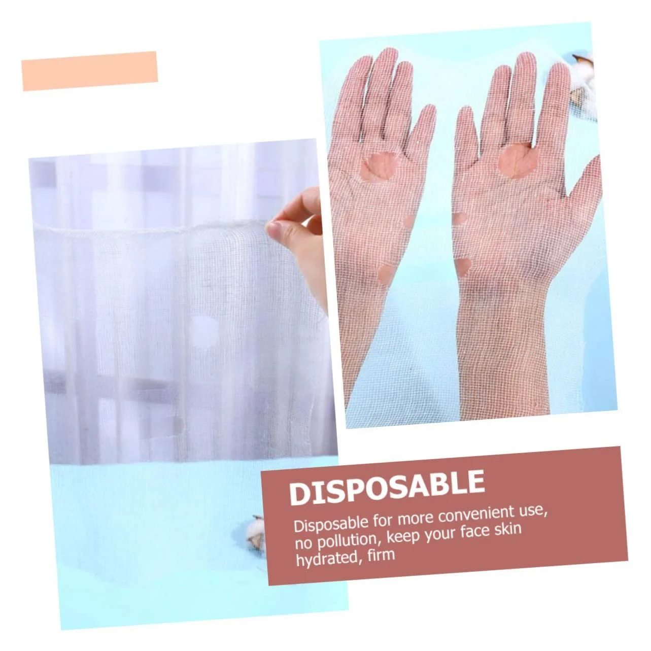 Одноразовая маска для лица PartyKindom 100 штук, сильно впитывающая воду, тонкая, для глубокого проникновения косметики и спа-процедур, фото №7