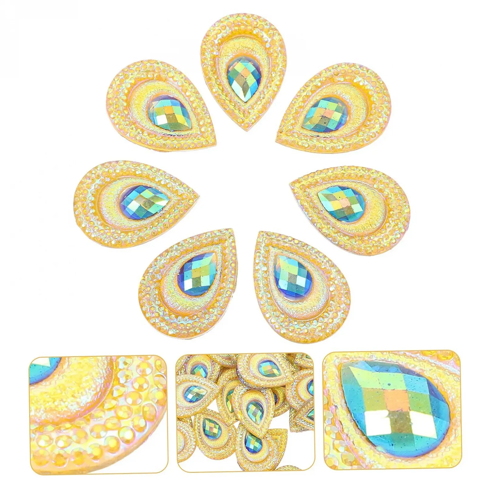 Стразы Operitacx Павлин, 100 шт, ручной работы, цвета аква-феи для шитья и рукоделия, фото №9