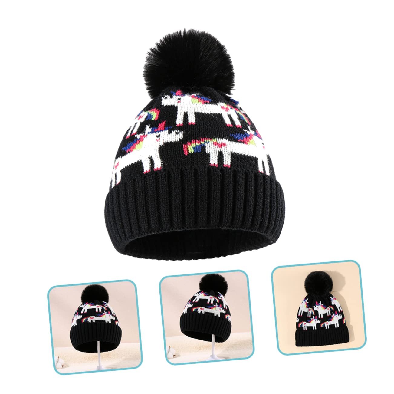 Вязаная зимняя шапка CALLARON Kätzchen с плюшевым помпоном, фото №2 Вязаная зимняя шапка CALLARON Kätzchen с плюшевым помпоном, фото №2