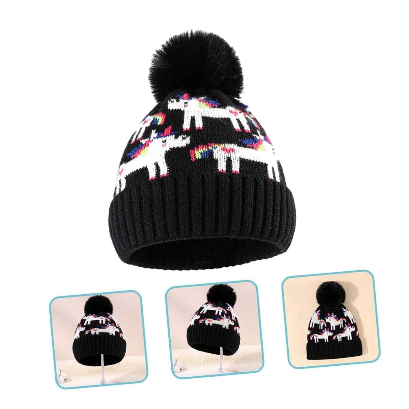 В'язана зимова шапка CALLARON Kätzchen з плюшевим помпоном, фото №2 В'язана зимова шапка CALLARON Kätzchen з плюшевим помпоном, фото №2