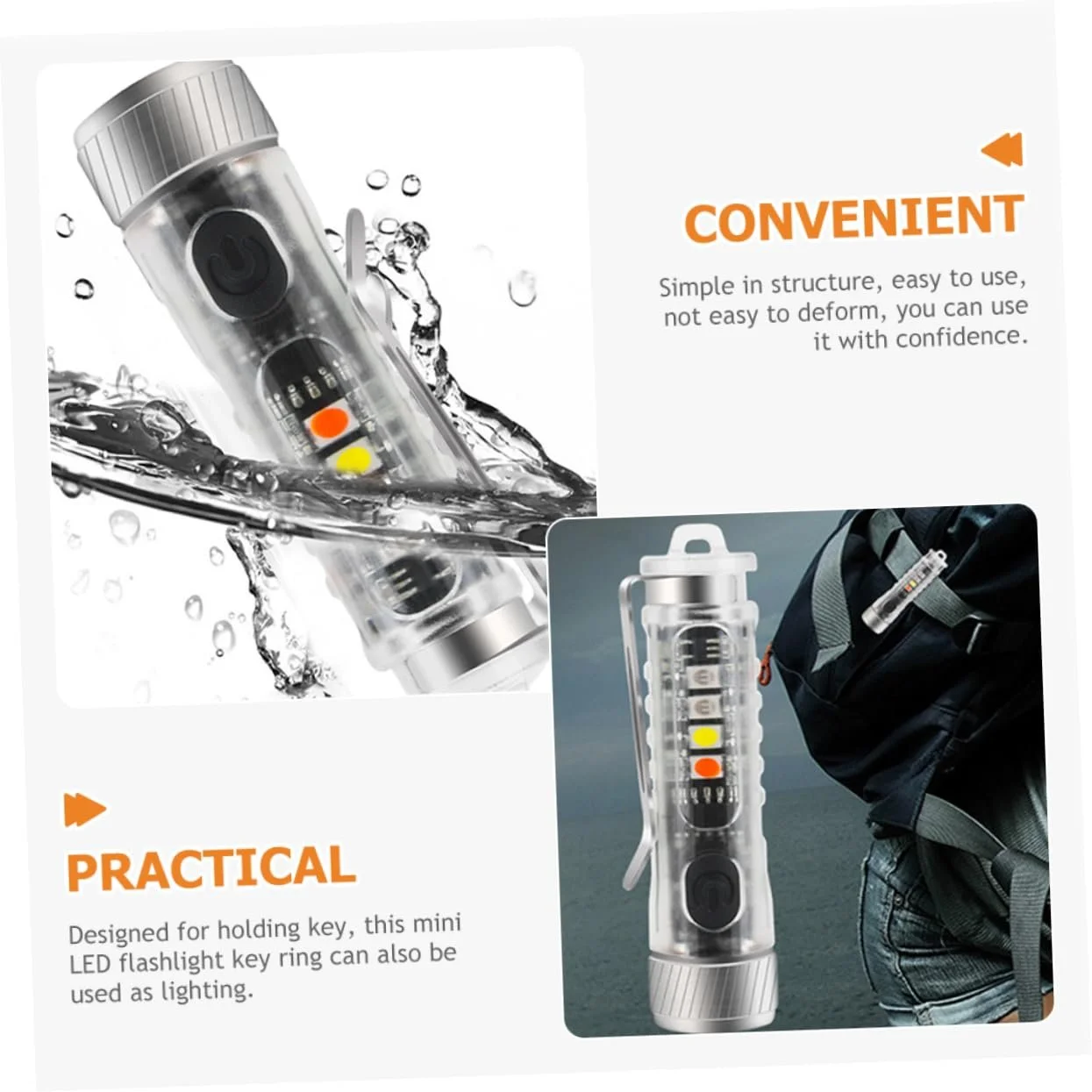 Ліхтарик-брелок YARNOW 2шт Міні Брелок Світлодіодний Портативний, фото №5