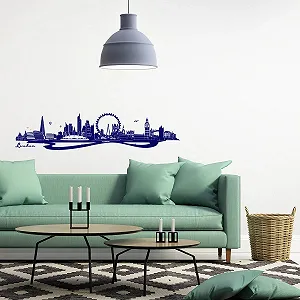 Наклейка на стену WANDKINGS London Skyline 300 x 67 см темно-синяя synthetic.ua - Фото 1