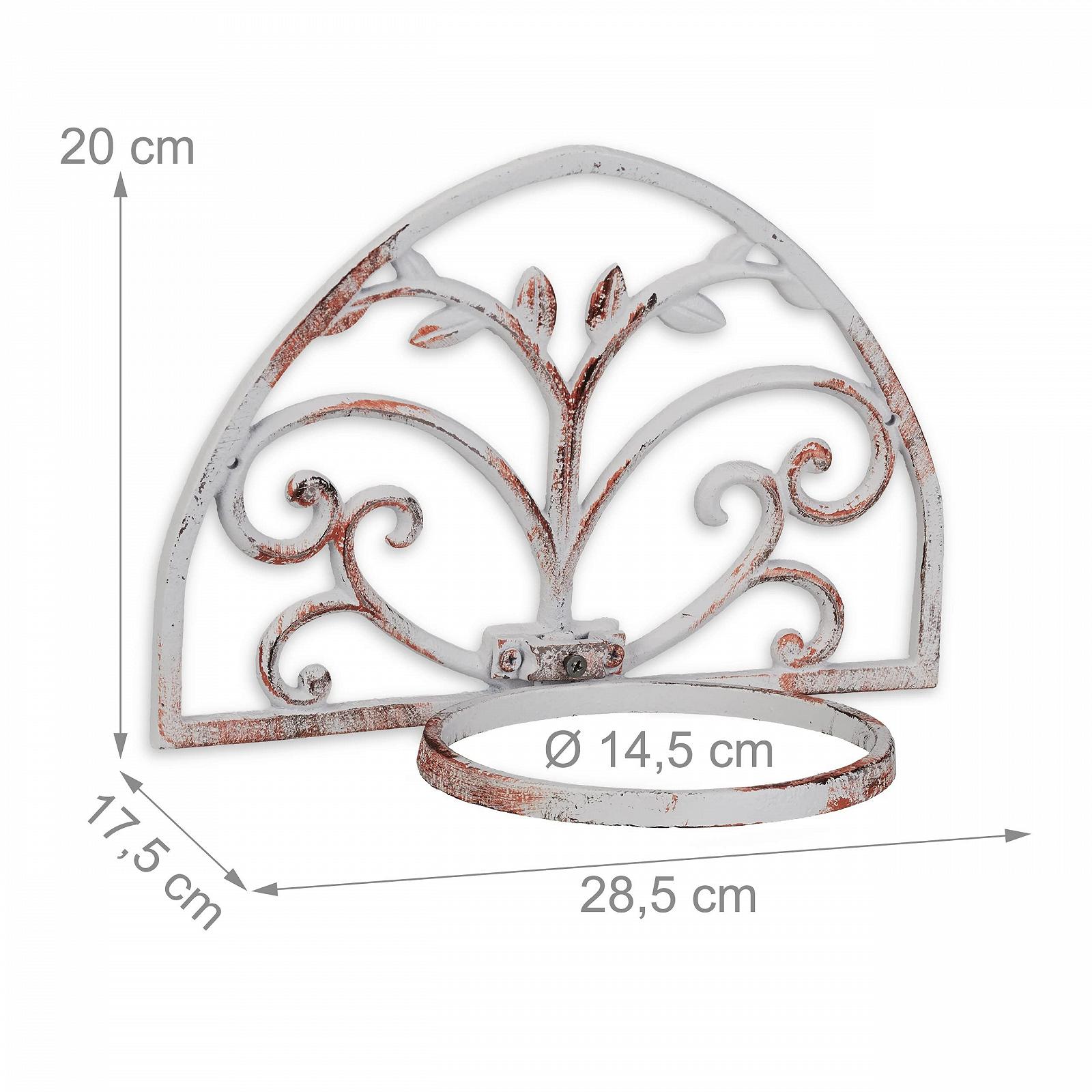 Настінний тримач для квітів Relaxdays Чавунний Антикварний стиль Напівкруглий 14,5 см Білий, фото №4