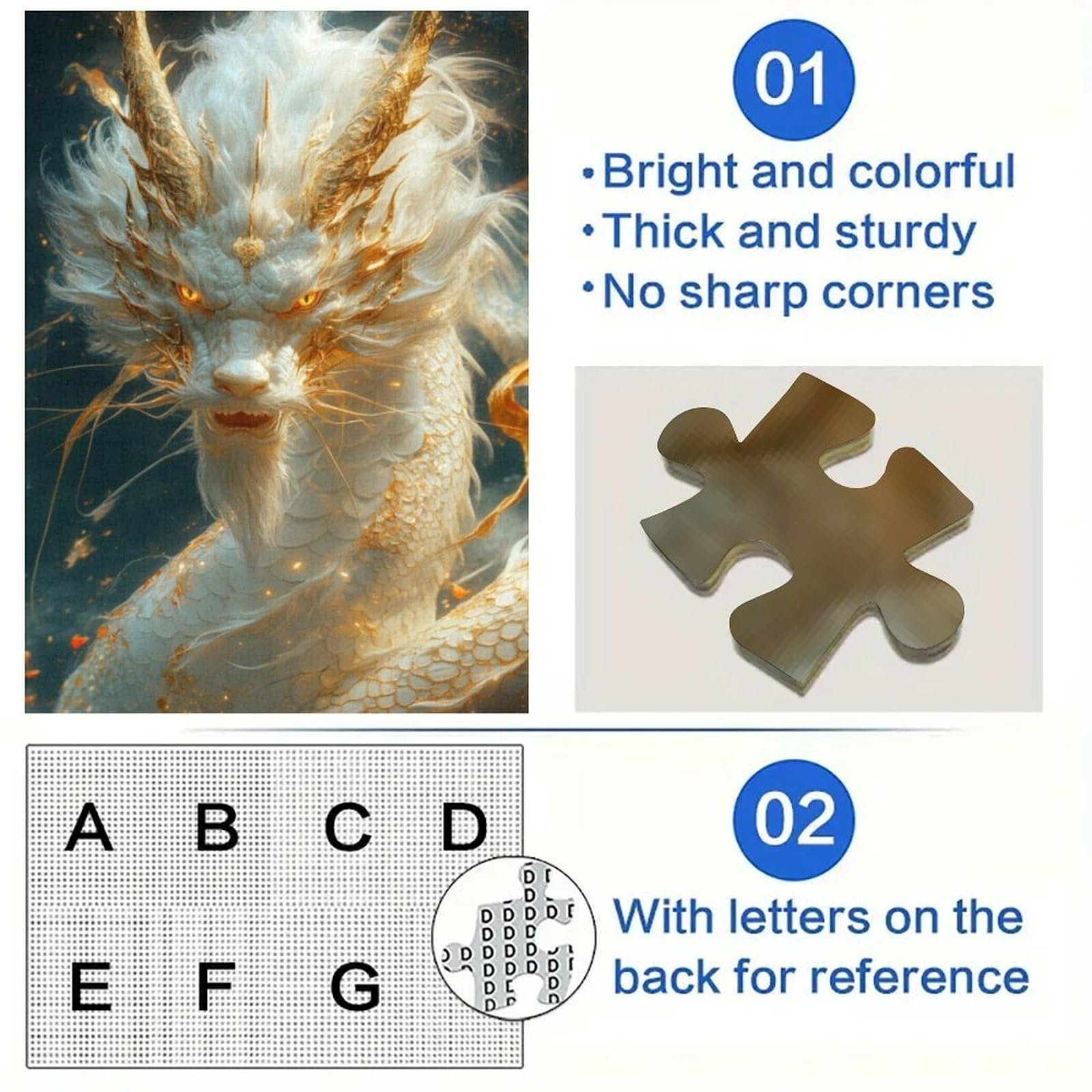 Пазл White Chinese Dragon 1000 деталей (38 x 26 см), фото №2