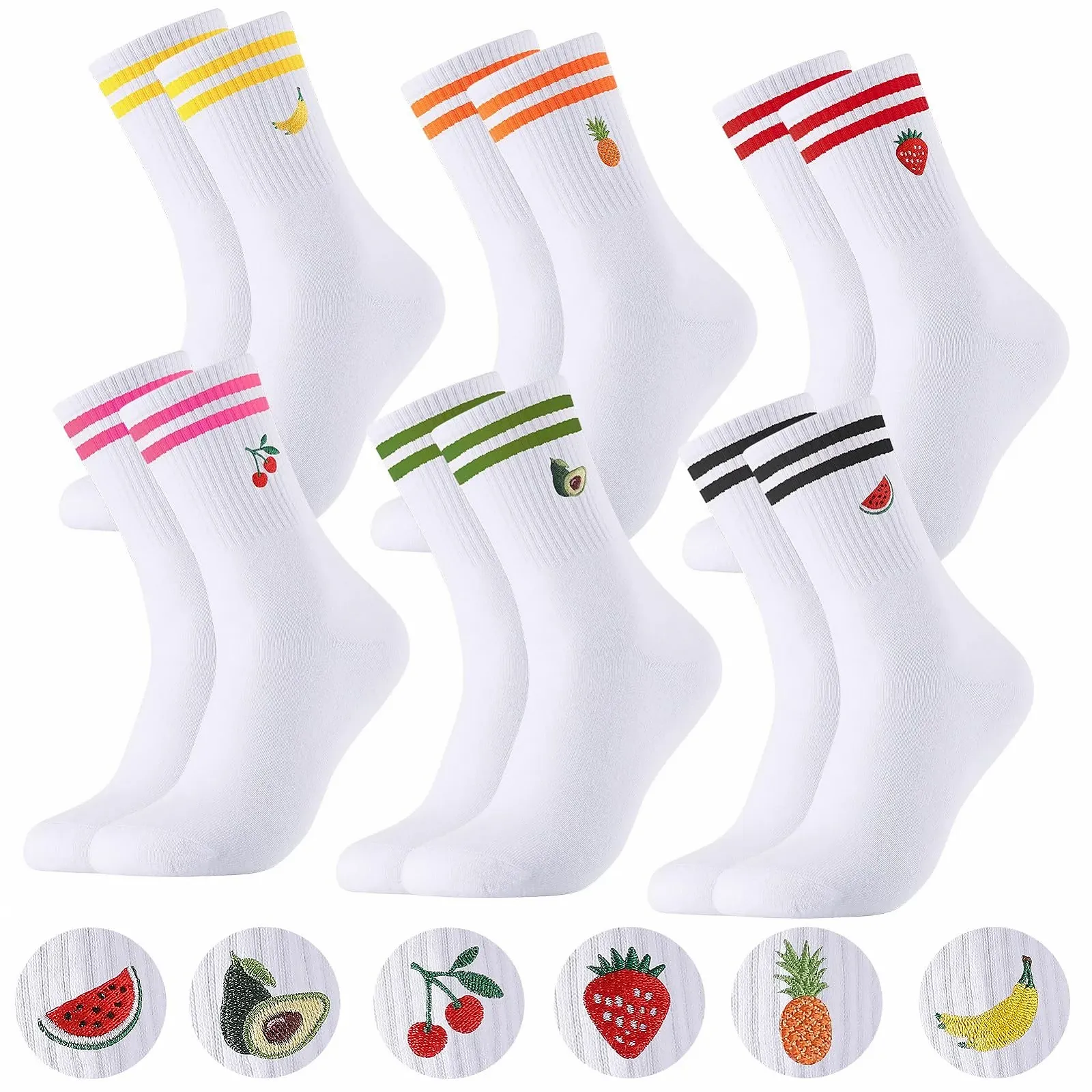 Носки теннисные Pack of 6 Полосатый Белый, размер 39-42, фото №8