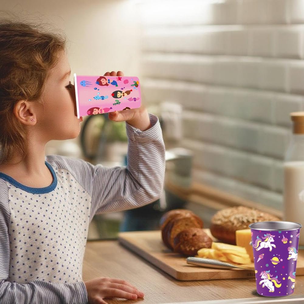 Чашка з нержавіючої сталі для дітей 350 мл, Набір з 4 дитячих чашок для хлопчиків і дівчаток, фото №6