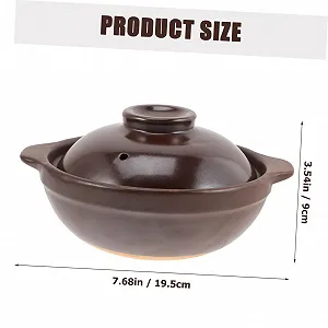 Кастрюля для тушения керамическая с крышкой антипригарная маленькая коричневая synthetic.ua - Фото 1