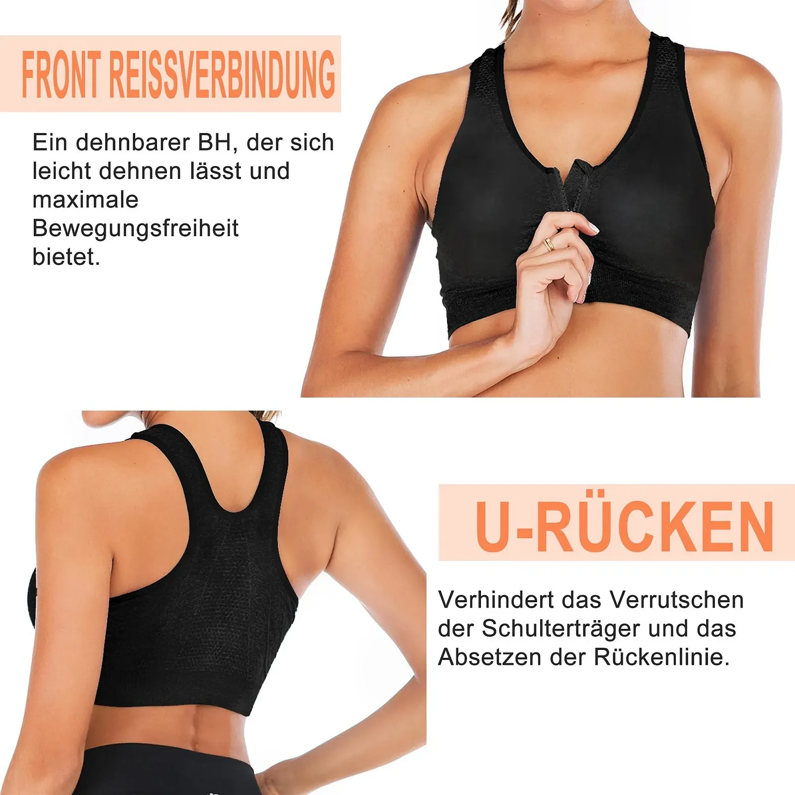 Спортивный бюстгальтер Zip Front Post Surgery Racerback Padded, фото №5