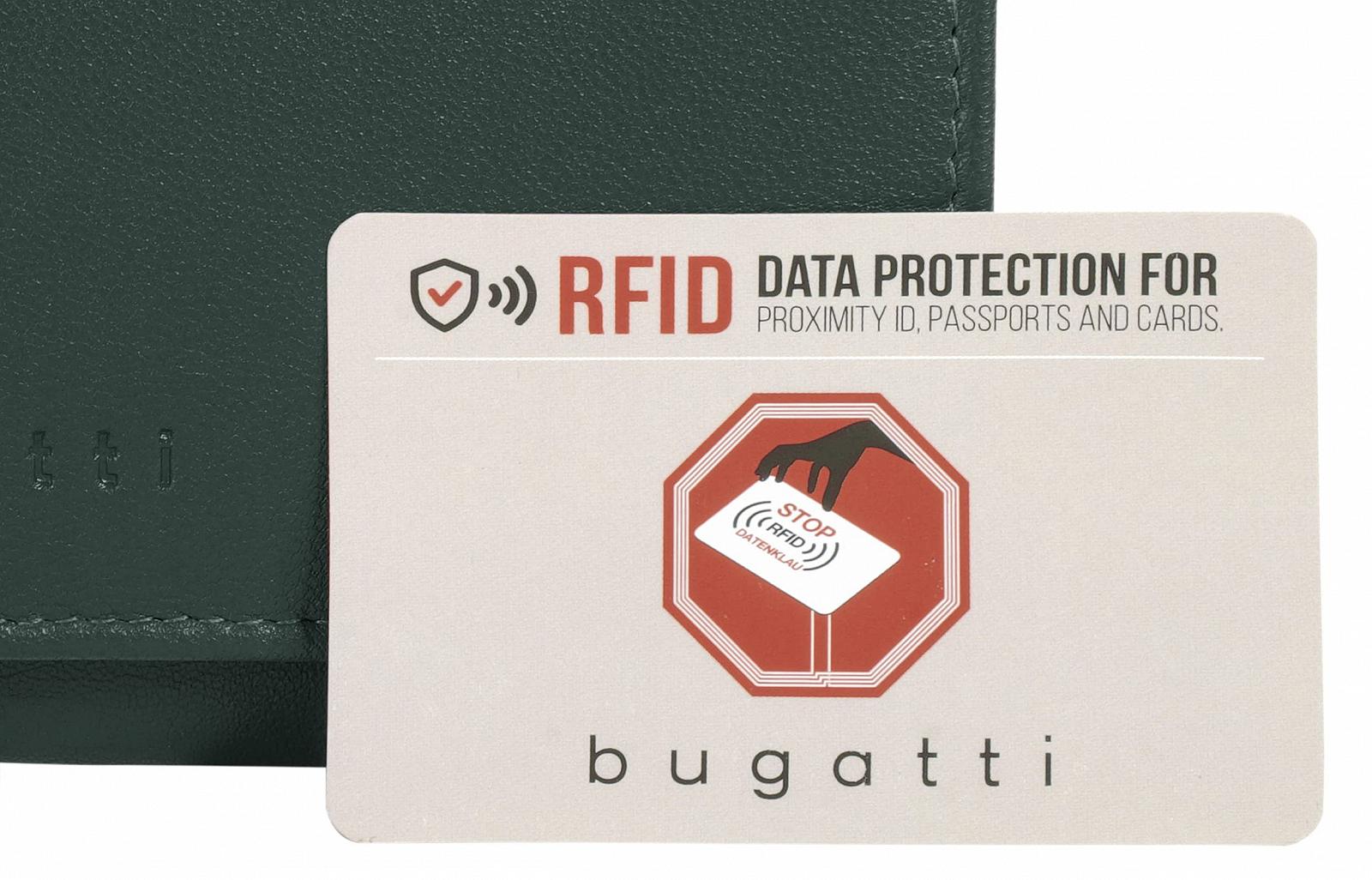Кошелек BUGATTI Punto Женский кожаный кошелек RFID Зеленый, фото №6