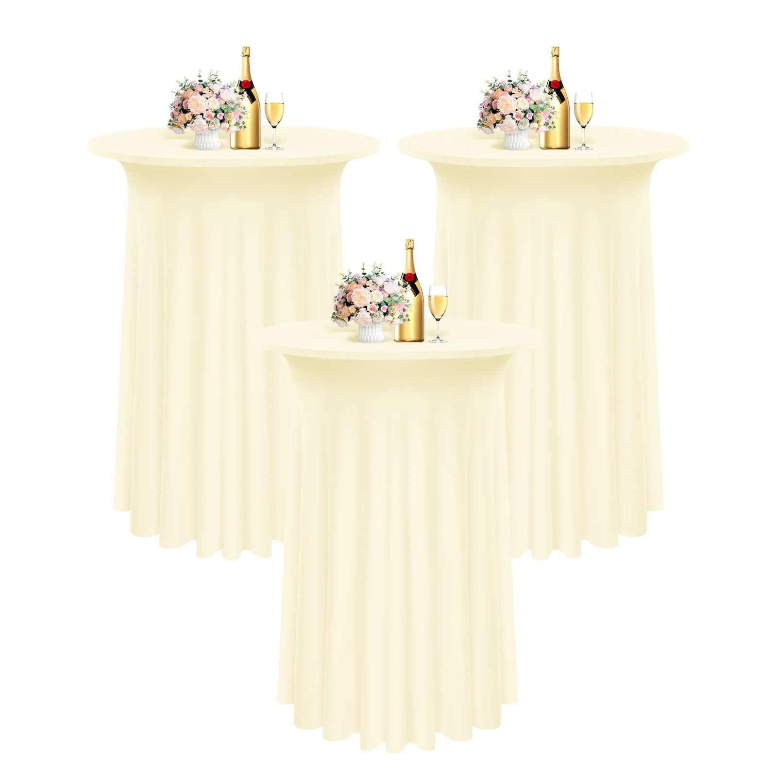 Набір скатертин Pesonlook для коктейльних столів (3 шт.) 80 x 110 см Beige Spandex Stretch, фото №1