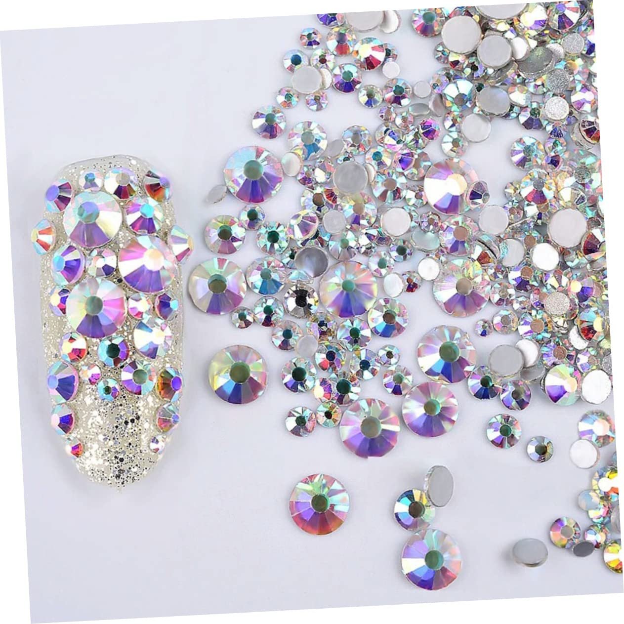 Стрази для нігтів VILLCASE 1440 шт, круглі, змішані, з плоскою задньою стороною, для УФ-гелю, лаку для нігтів, фото №6