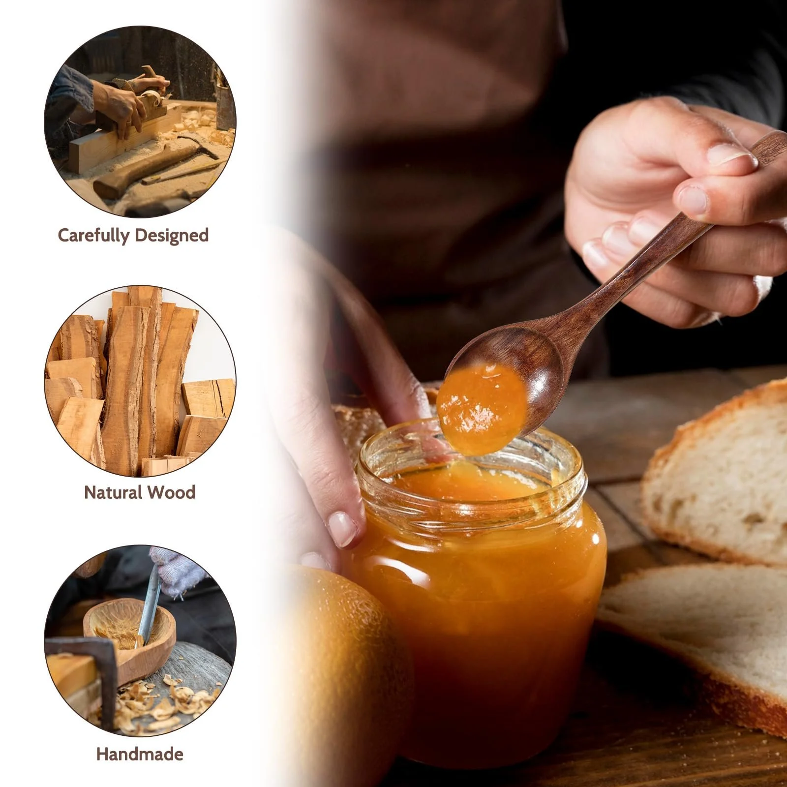 Ложка дерев'яна Cobee, 18.5 см, набір 4 шт., фото №4