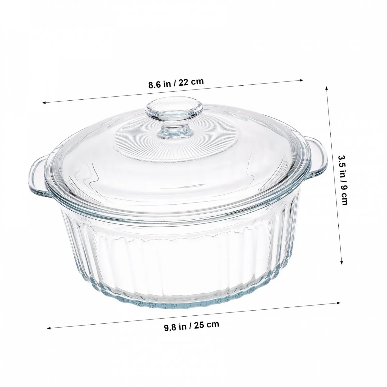 Форма для запекания Cabilock боросиликатное стекло с прозрачной крышкой круглая глубокая прозрачная, фото №7