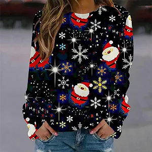 Рождественский джемпер Женский свитер с длинными рукавами и круглым вырезом, смешной рождественский джемпер, разноцветный свитер со снеговиком, большой размер, пуловер, спортивная одежда с длинными рукавами synthetic.ua - Фото 1