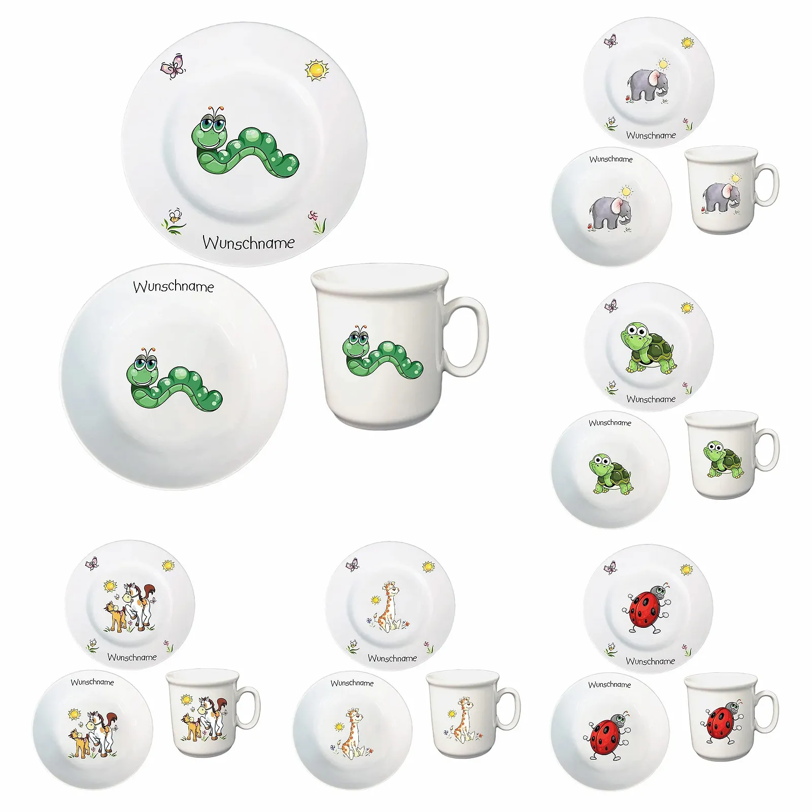 Детский Набор Посуды Персонализированный 3 предмета Фарфоровая Тарелка Чашка Миска, фото №1 Детский Набор Посуды Персонализированный 3 предмета Фарфоровая Тарелка Чашка Миска, фото №1