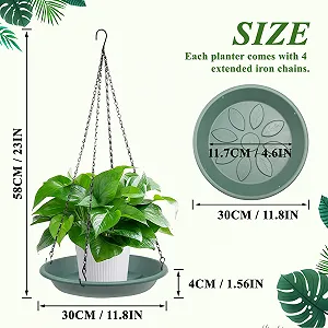 Подвесные корзины 3 шт. Пластиковые 30 см Темно-зеленые synthetic.ua - Фото 1