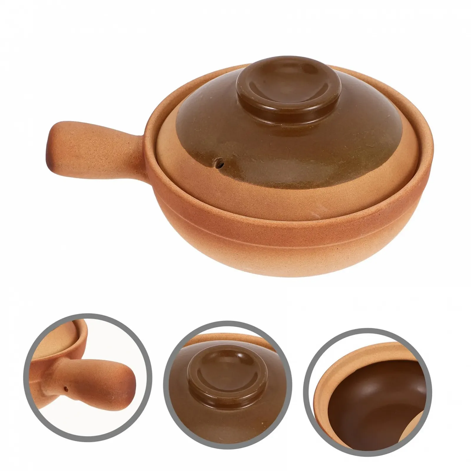 Кастрюля-горшок для тушения керамическая с ручкой 850 мл для дома и кейтеринга универсальная, фото №9