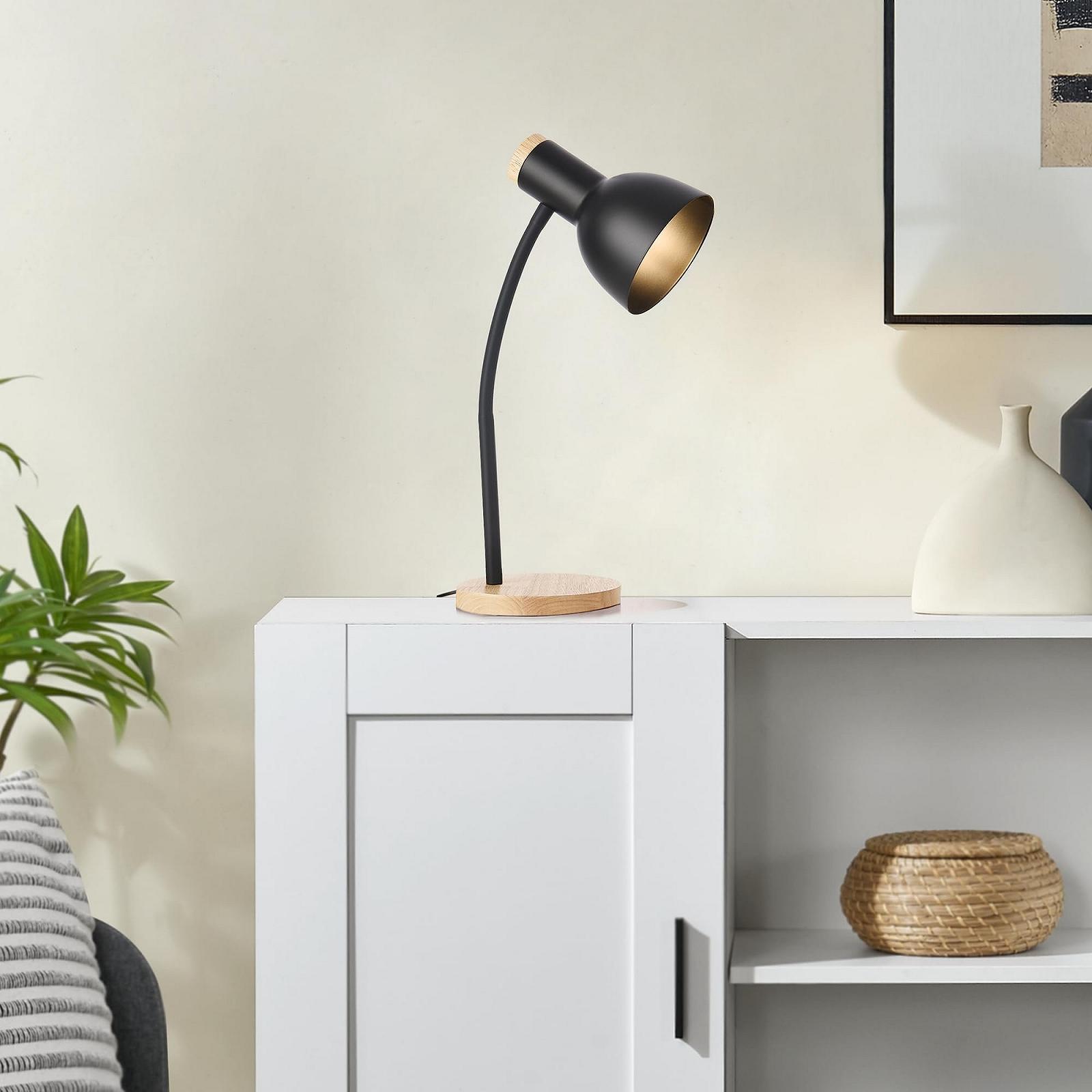 Настільна лампа lux.pro Woodley Поворотна E14 Метал/Дерево Чорний, фото №1