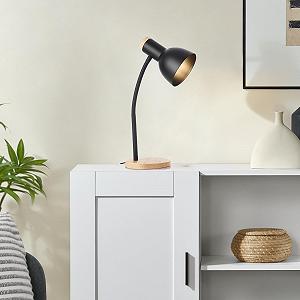 Настільна лампа lux.pro Woodley Поворотна E14 Метал/Дерево Чорний - Фото 1