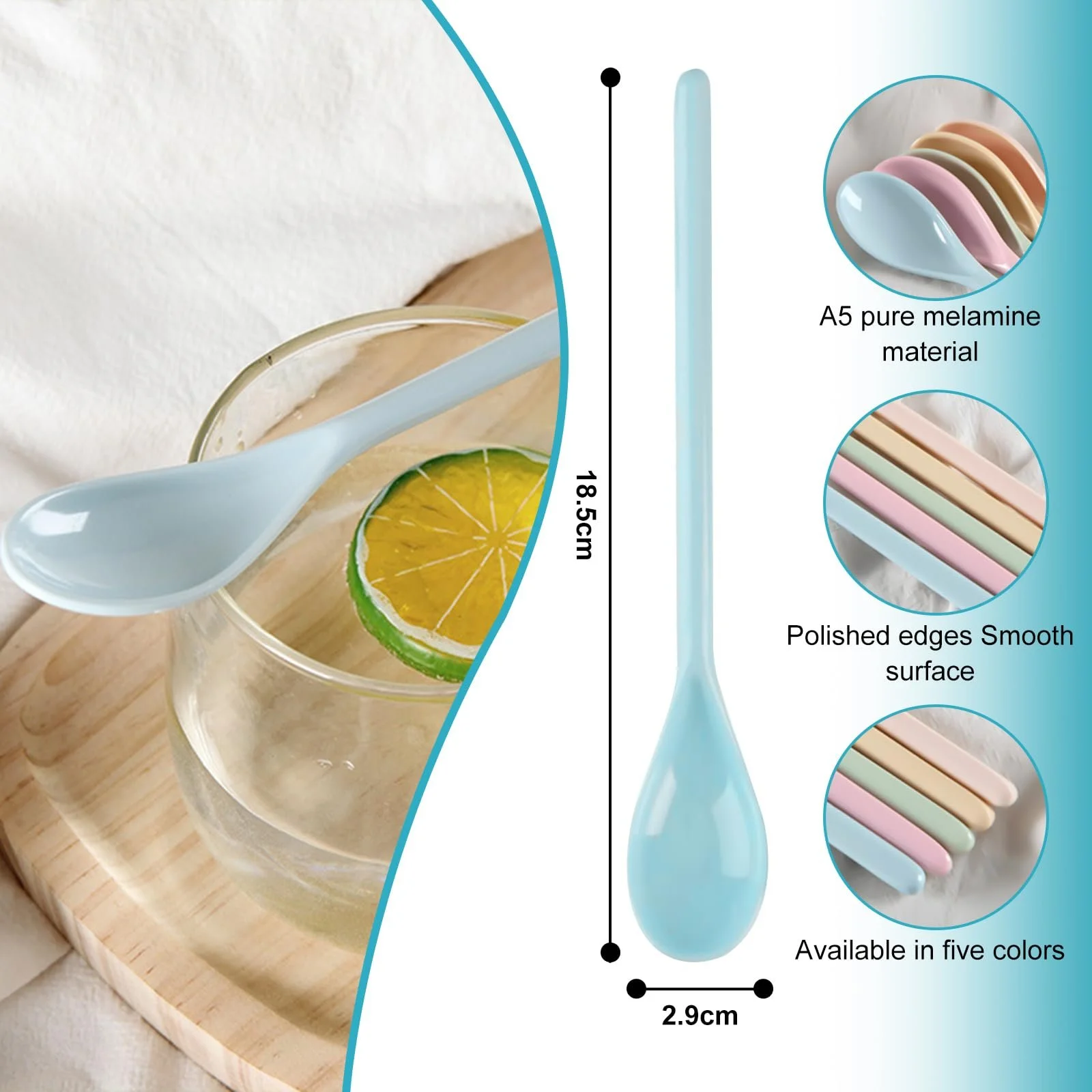 Ложки Пластиковые, Ложки для яиц, Ложки для варенья, Porcelain Animated Plastic, для кофе, напитков, яиц, мороженого, многоразовые, набор 5 шт, фото №2