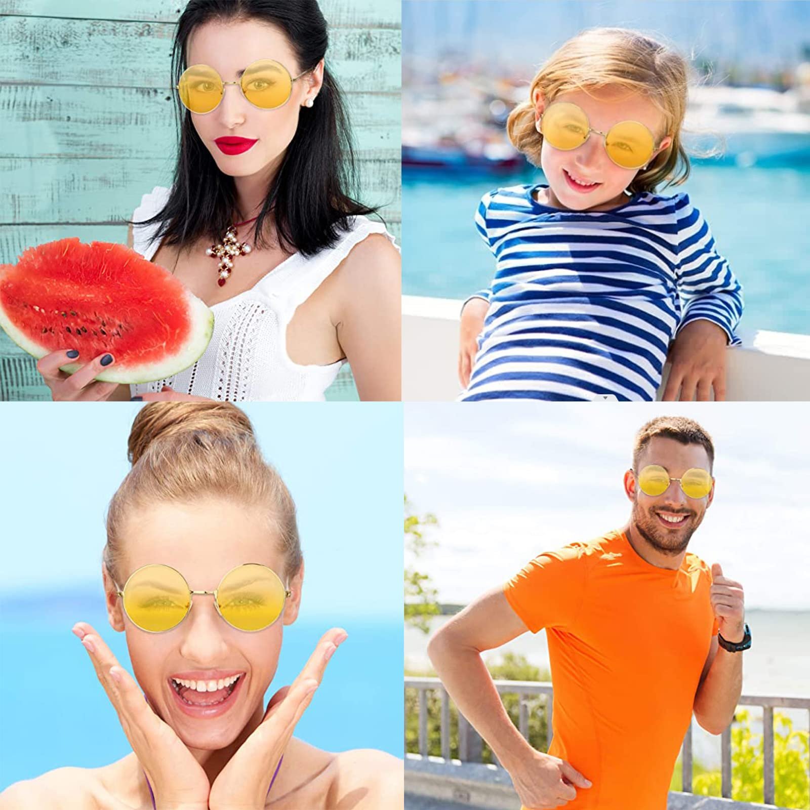 Сонцезахисні окуляри круглі в стилі ретро, різнокольорові, 6 шт, фото №6