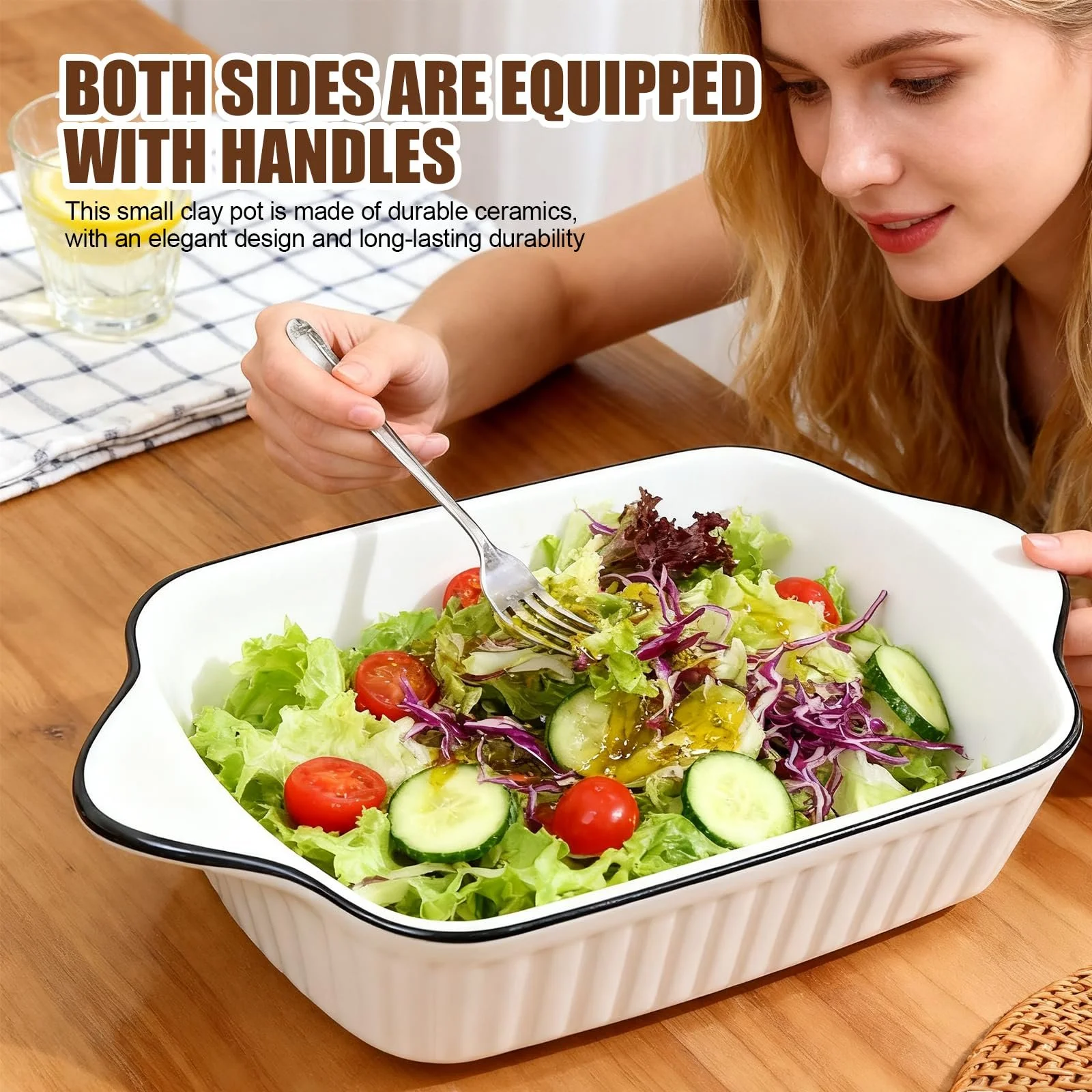 Набор форм для запекания керамических прямоугольных с ручками 1 л 4 шт. 26.5 x 14.7 x 4.6 см, фото №3