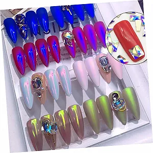 Стразы для ногтей Healeved, 200 шт, разных форм, с плоским дном, кристаллы AB, блестящие украшения для ногтей, чехлов для телефонов и прочего synthetic.ua - Фото 1