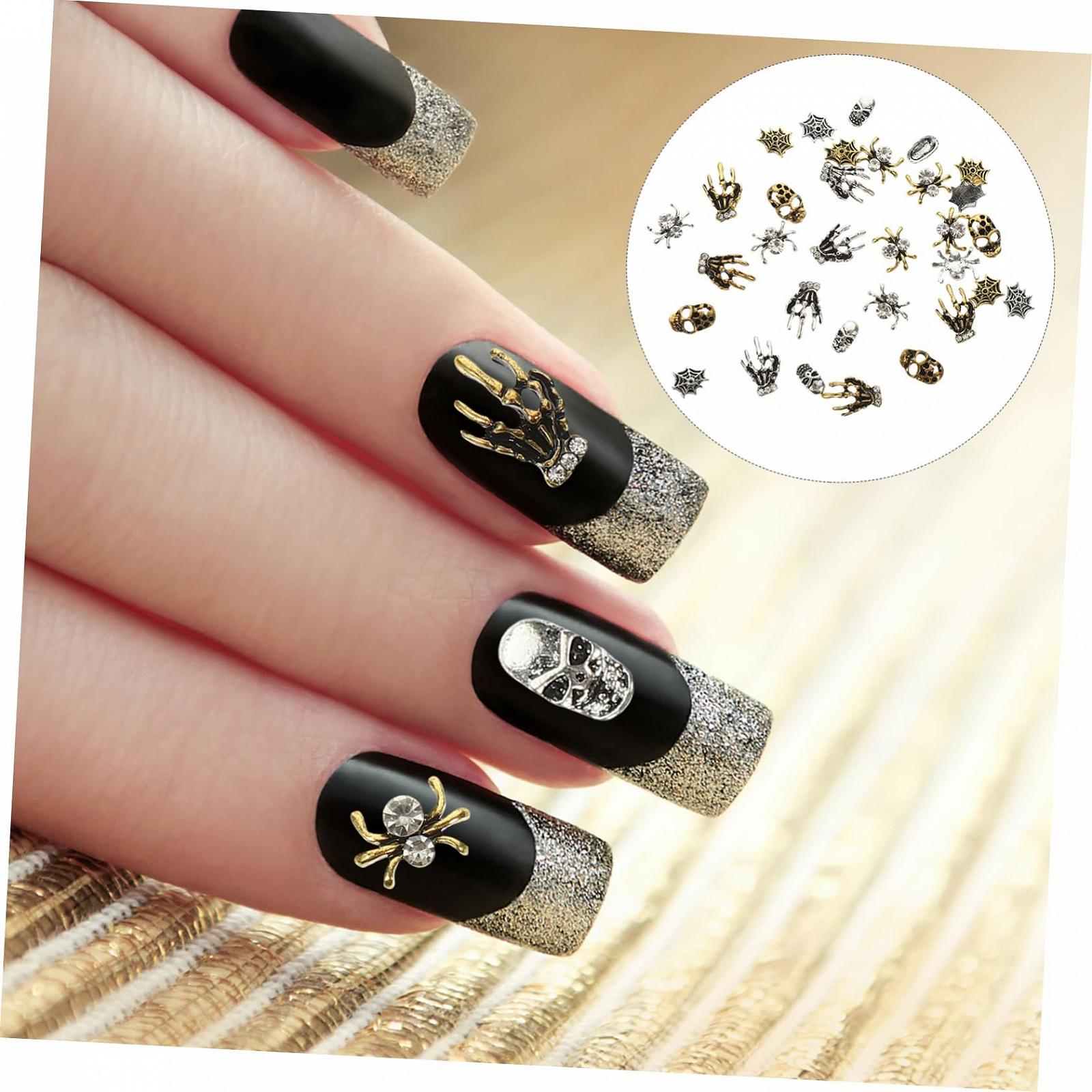 Металлические аксессуары для ногтей на Хэллоуин Паук Наклейки для ногтей Украшения для ногтей Подвески для ногтей для женских ногтей Драгоценные камни для ногтей, 32 шт, фото №9