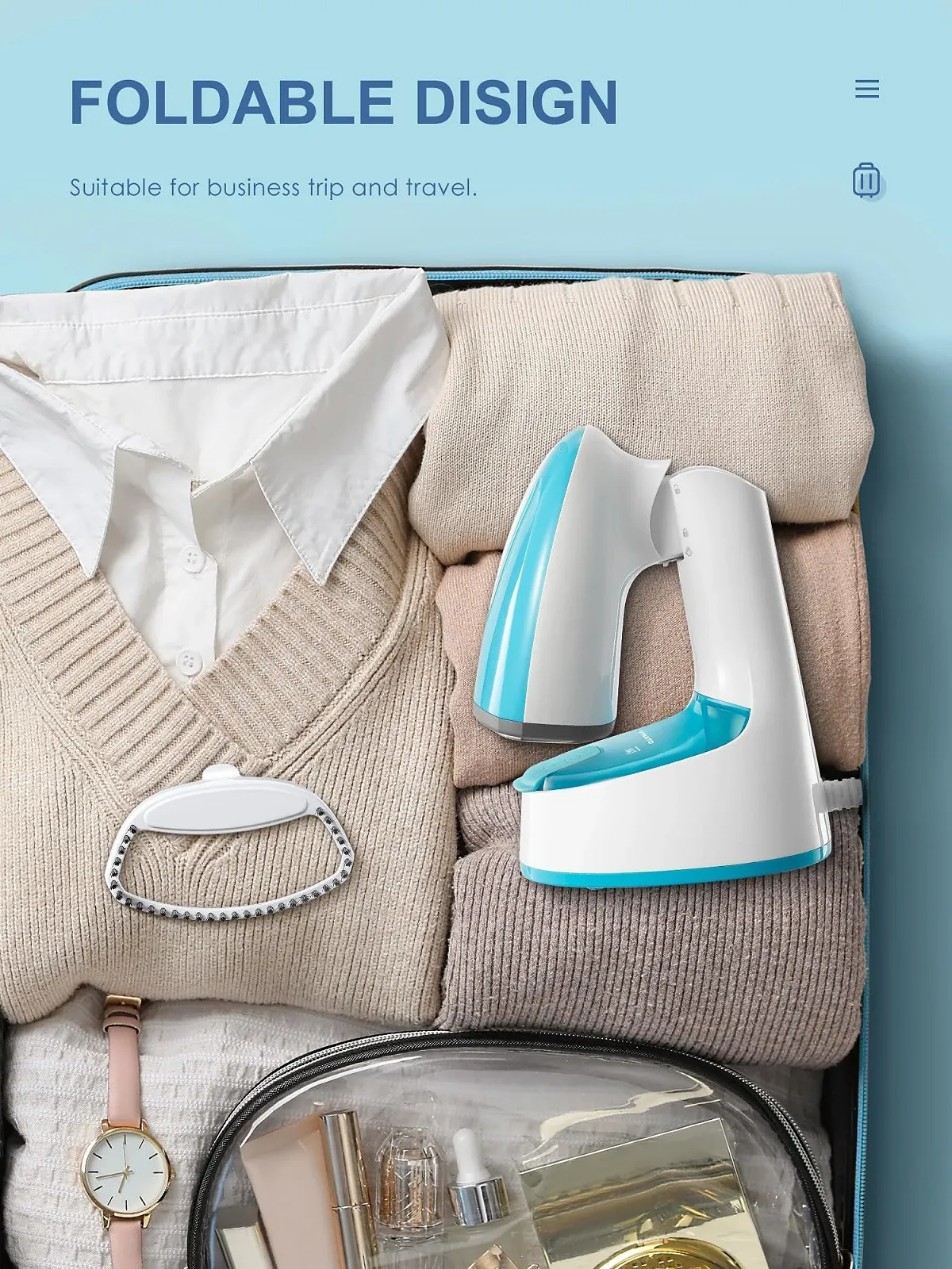 Вертикальный отпариватель VINATO 1300 Вт 25 с портативный складной Черный, фото №5