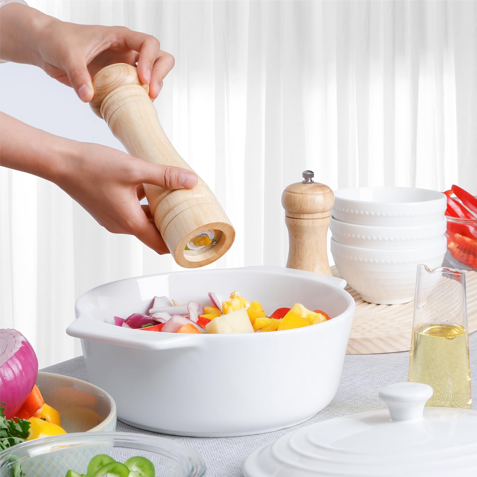 Форма для запекания NUTRIUPS круглая керамическая с крышкой 23 см белая, фото №3