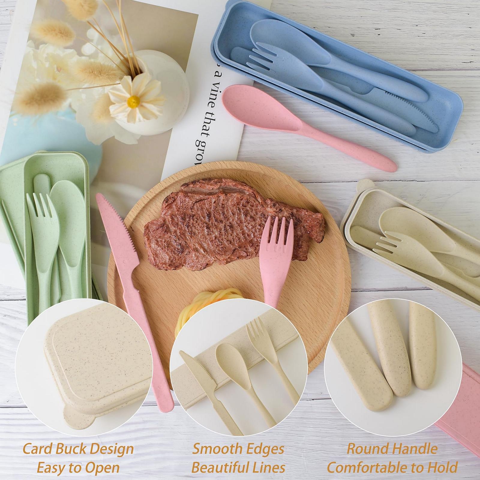 Набір столових приборів Jiayaus Plastic Reusable Camping Cutlery Set для 4 осіб, фото №3