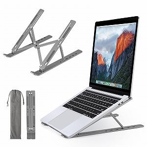 Подставка для ноутбука алюминиевая складная портативная 10-17 дюймов регулируемая черная - Фото 1