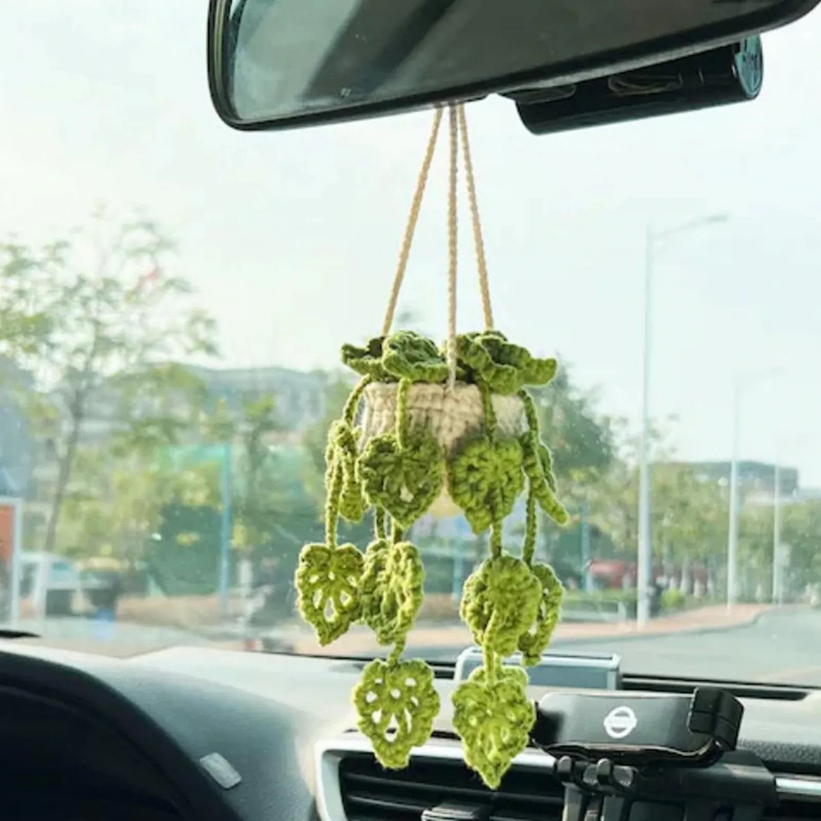 Подвесное украшение в автомобиль Crochet Plant вязаное в горшке, фото №5