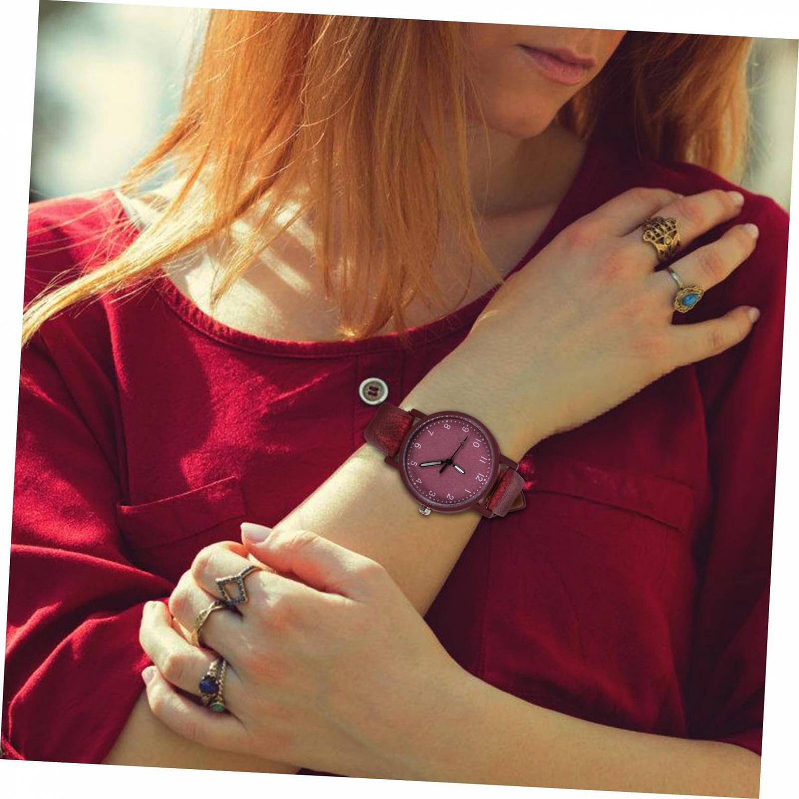 Женские наручные часы Healvian Modern, красные кварцевые часы для студенток и женщин, простые часы для подарка на день рождения с точным отображением времени, фото №4 Женские наручные часы Healvian Modern, красные кварцевые часы для студенток и женщин, простые часы для подарка на день рождения с точным отображением времени, фото №4