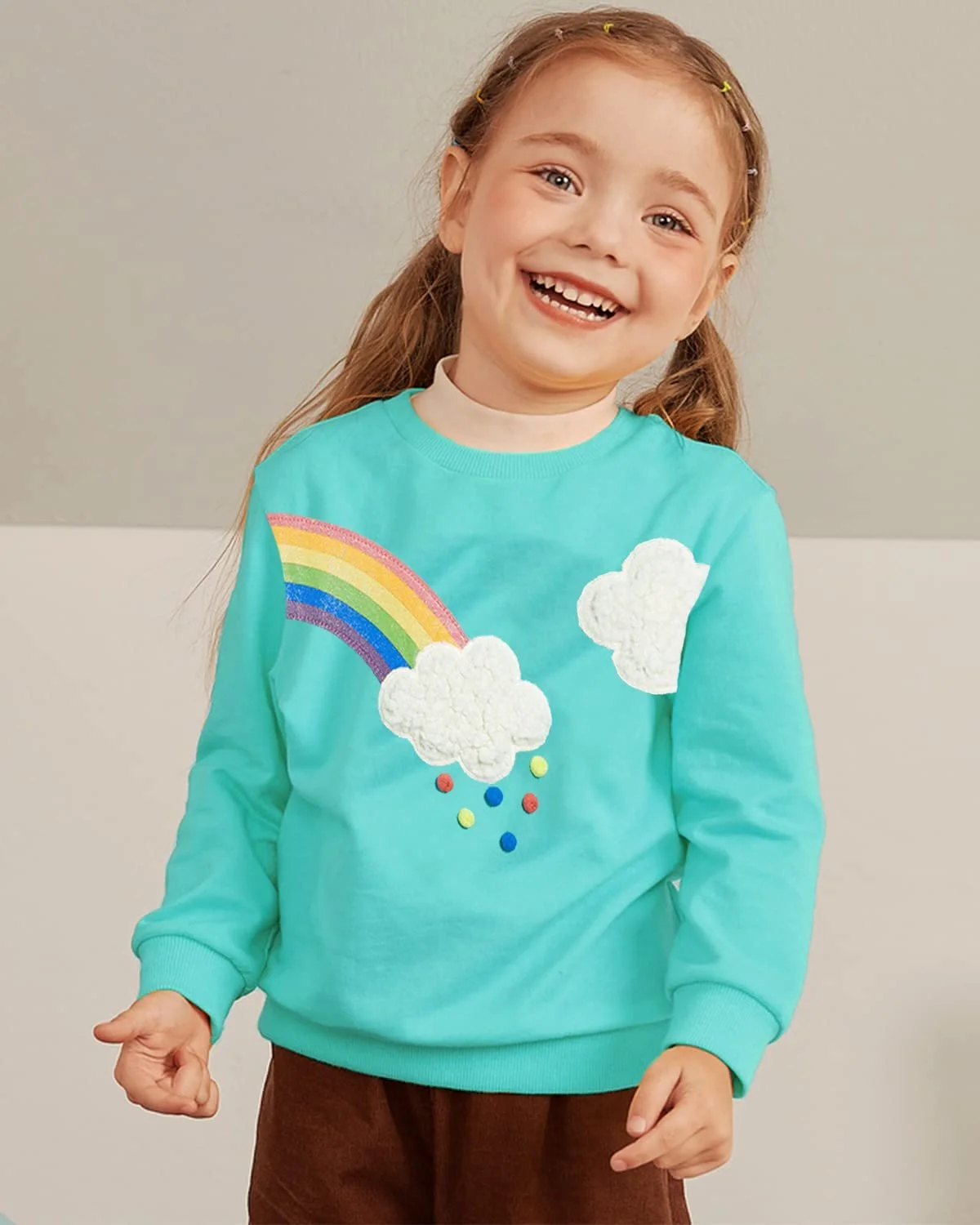 Світшот MUJOQE для дівчаток, бавовняний, з довгими рукавами, фото №2