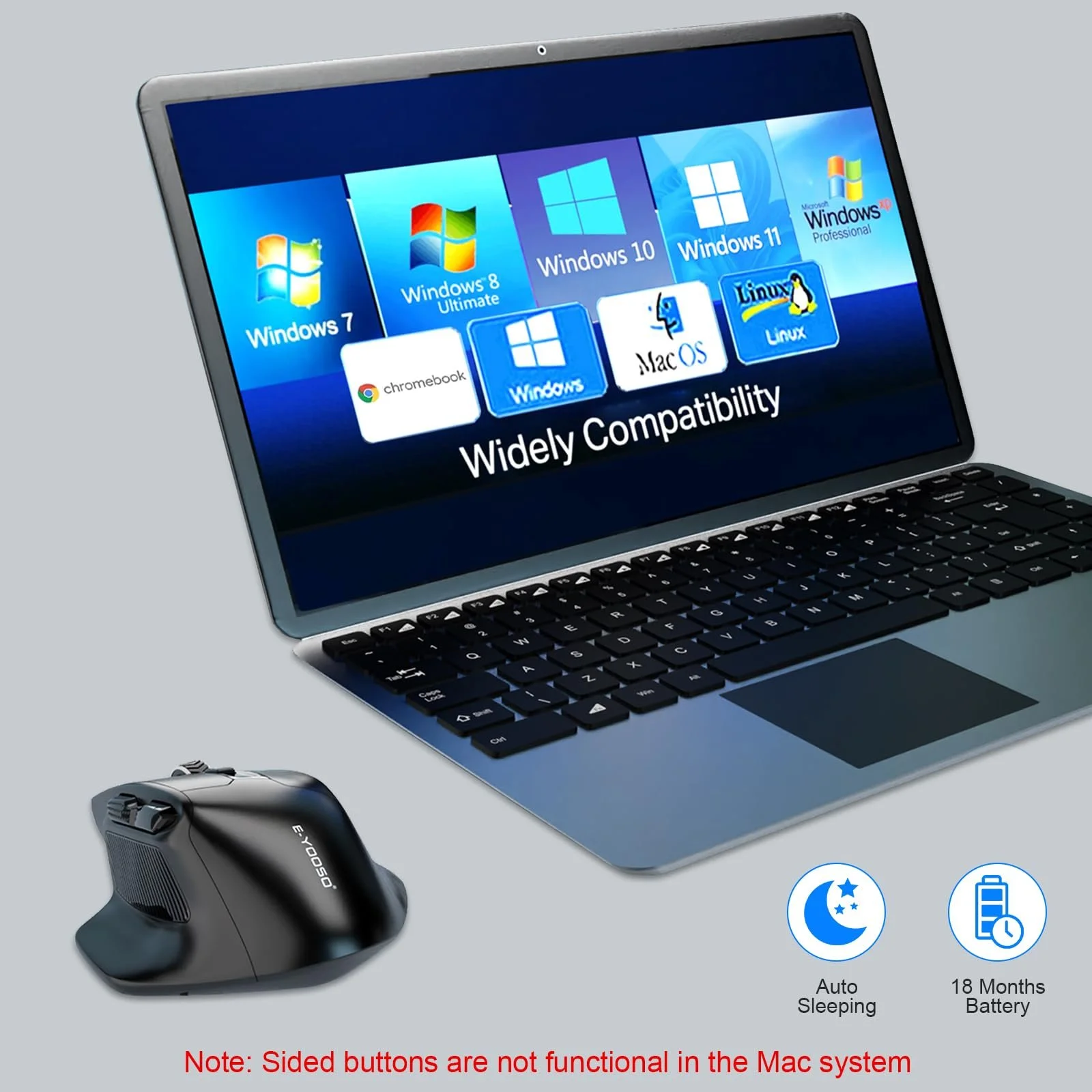 Мышь Yeemie Беспроводная Оптическая 4800 DPI Черный, фото №7