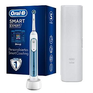 Электрическая зубная щетка Oral-B Smart Expert с Bluetooth-соединением SmartRing и дорожным футляром, синяя - Фото 1