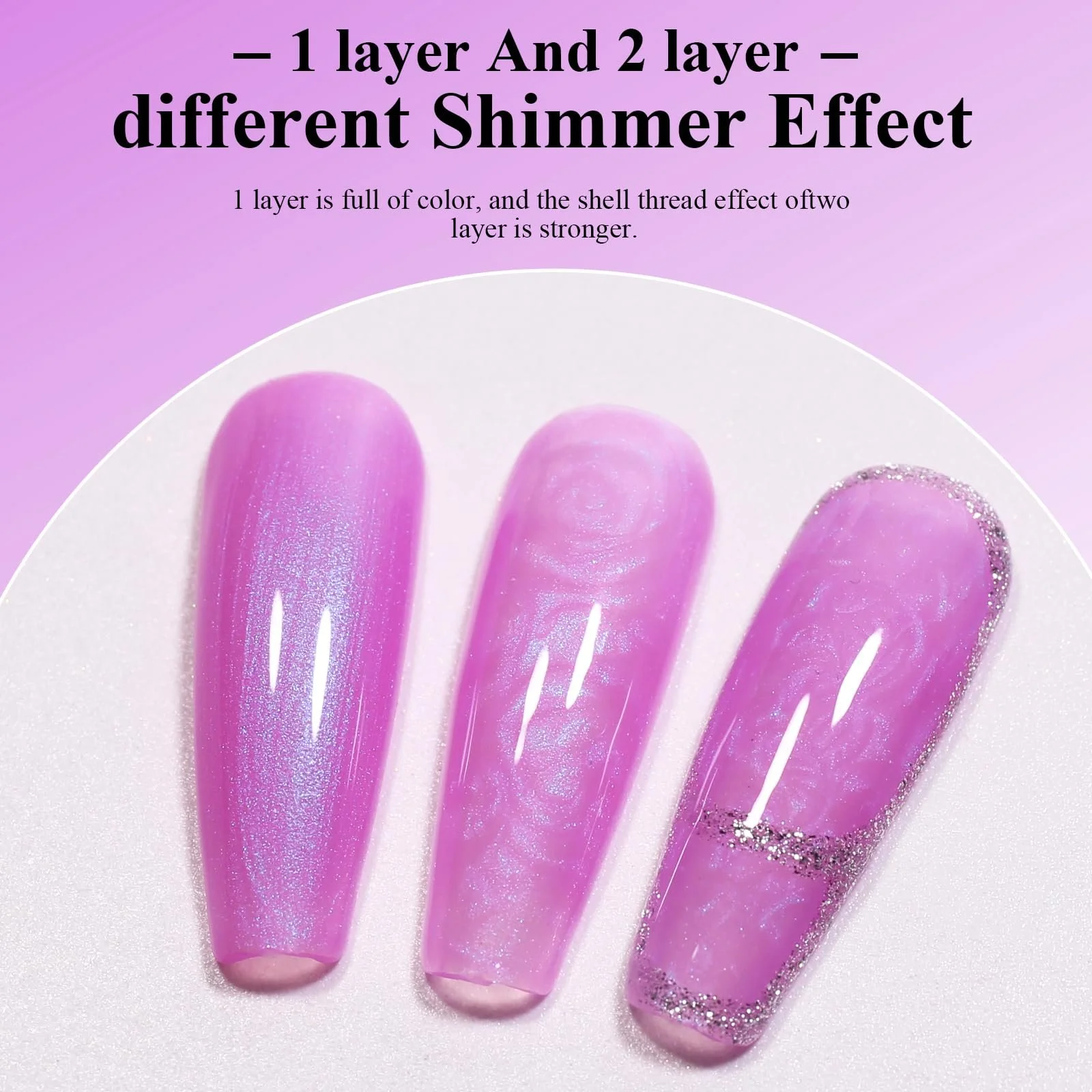 Гель-лак Imtiti Aurora Mermaid Фиолетовый 15 мл Перламутровый для дизайна ногтей своими руками, 1 штука, фото №5