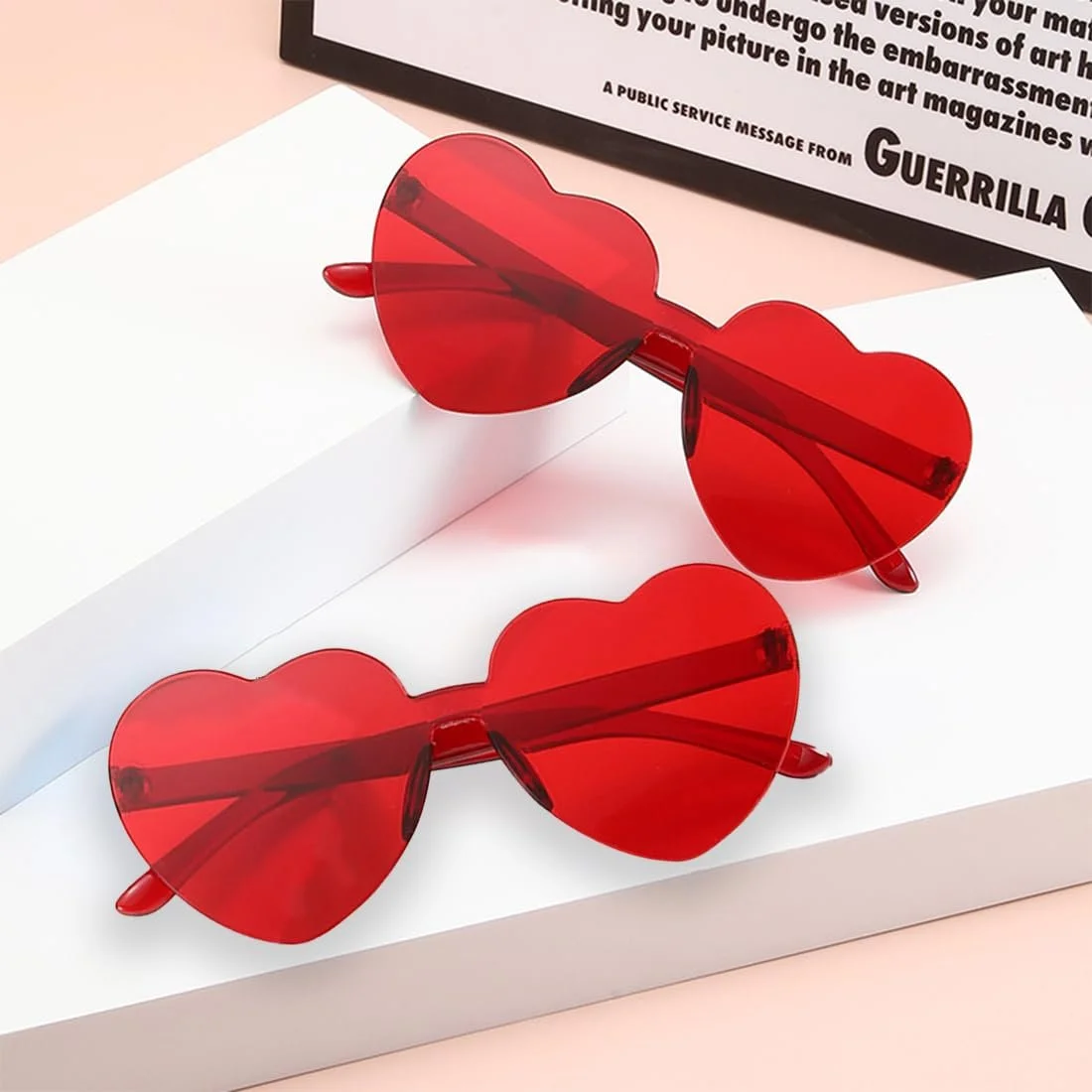 Солнцезащитные очки Без оправы ZKSXOA Форма сердца Бескаркасные, фото №2